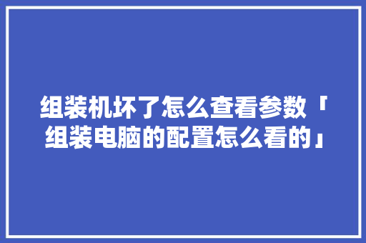 组装机坏了怎么查看参数「组装电脑的配置怎么看的」 组装机坏了怎么查看参数「组装电脑的配置怎么看的」 网络技术