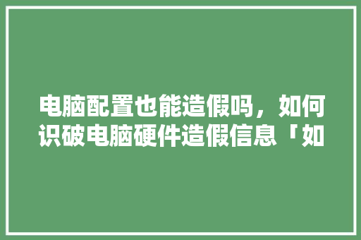 电脑配置也能造假吗，如何识破电脑硬件造假信息「如何查看电脑配置是否造假」