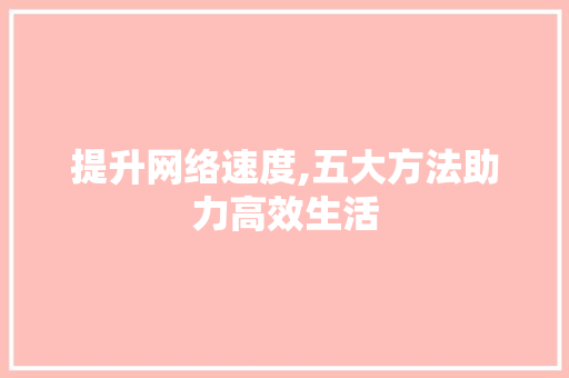 提升网络速度,五大方法助力高效生活 提升网络速度,五大方法助力高效生活