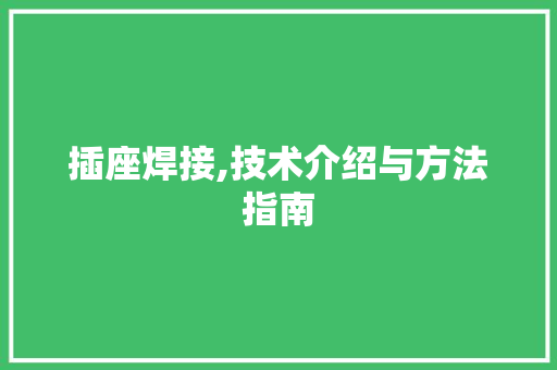 插座焊接,技术介绍与方法指南