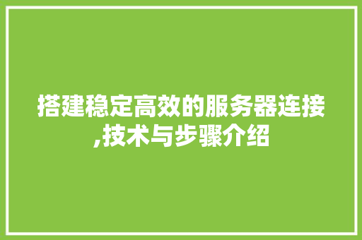 搭建稳定高效的服务器连接,技术与步骤介绍