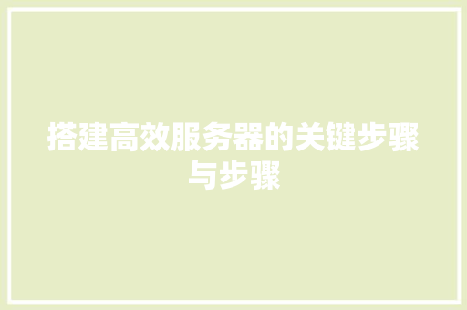 搭建高效服务器的关键步骤与步骤