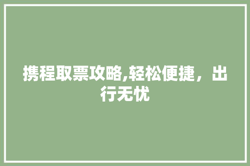 携程取票攻略,轻松便捷，出行无忧