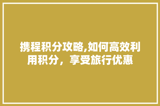 携程积分攻略,如何高效利用积分，享受旅行优惠
