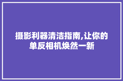 摄影利器清洁指南,让你的单反相机焕然一新