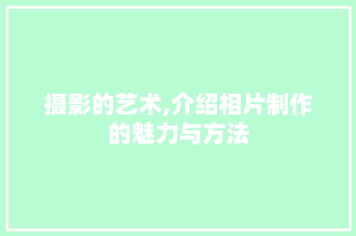 摄影的艺术,介绍相片制作的魅力与方法
