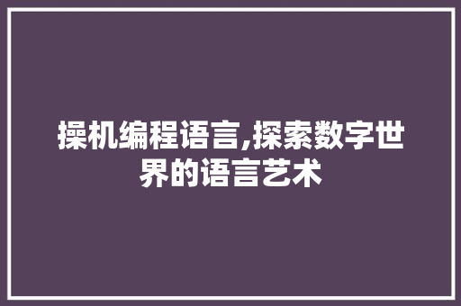 操机编程语言,探索数字世界的语言艺术