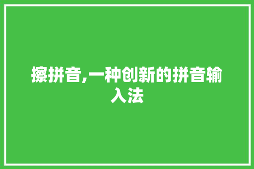 擦拼音,一种创新的拼音输入法