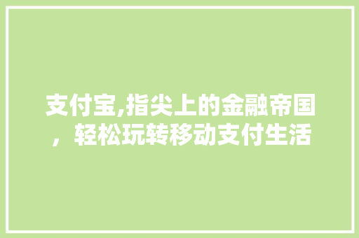 支付宝,指尖上的金融帝国，轻松玩转移动支付生活