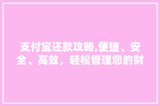 支付宝还款攻略,便捷、安全、高效，轻松管理您的财务