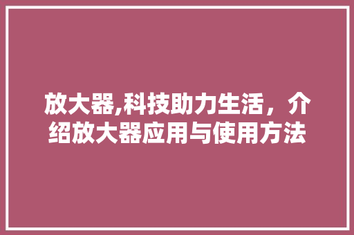 放大器,科技助力生活，介绍放大器应用与使用方法