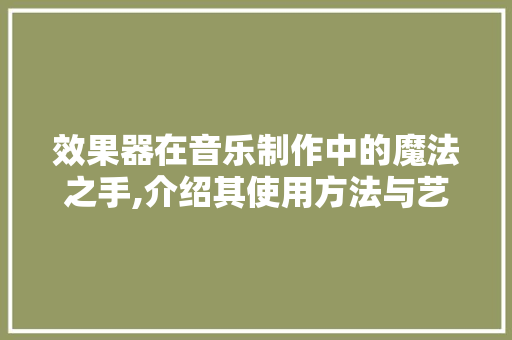 效果器在音乐制作中的魔法之手,介绍其使用方法与艺术魅力