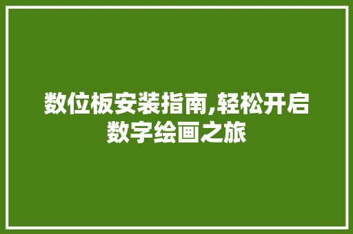 数位板安装指南,轻松开启数字绘画之旅