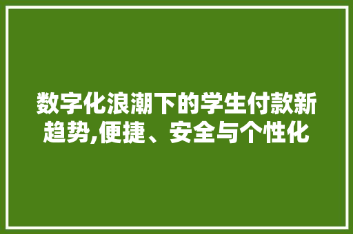 数字化浪潮下的学生付款新趋势,便捷、安全与个性化
