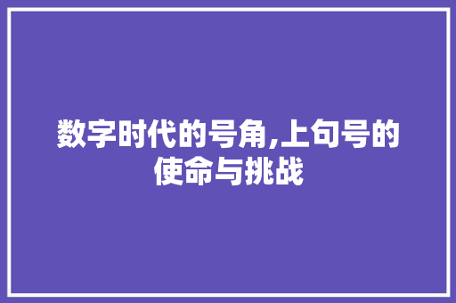 数字时代的号角,上句号的使命与挑战