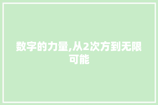 数字的力量,从2次方到无限可能