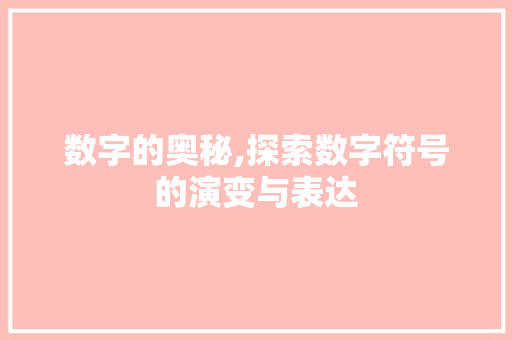 数字的奥秘,探索数字符号的演变与表达