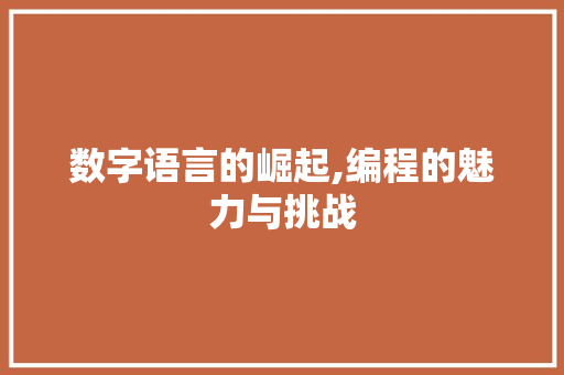 数字语言的崛起,编程的魅力与挑战
