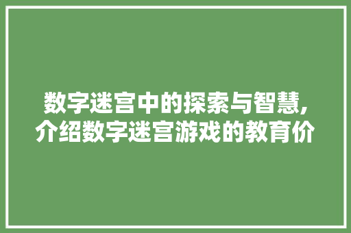 数字迷宫中的探索与智慧,介绍数字迷宫游戏的教育价值