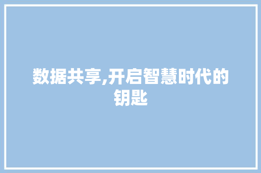 数据共享,开启智慧时代的钥匙