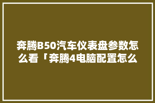 奔腾B50汽车仪表盘参数怎么看「奔腾4电脑配置怎么看型号」 奔腾B50汽车仪表盘参数怎么看「奔腾4电脑配置怎么看型号」 操作系统
