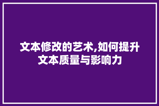 文本修改的艺术,如何提升文本质量与影响力