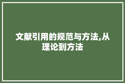 文献引用的规范与方法,从理论到方法