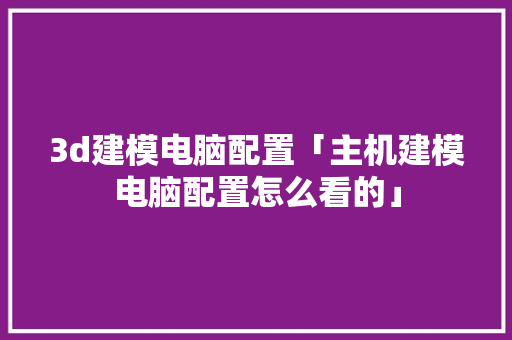 3d建模电脑配置「主机建模电脑配置怎么看的」