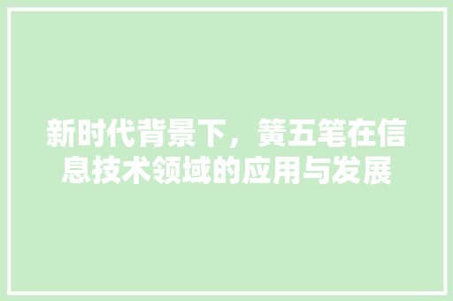新时代背景下，簧五笔在信息技术领域的应用与发展