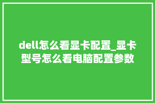 dell怎么看显卡配置_显卡型号怎么看电脑配置参数 编程语言