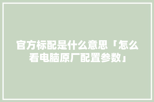 官方标配是什么意思「怎么看电脑原厂配置参数」 官方标配是什么意思「怎么看电脑原厂配置参数」 编程语言