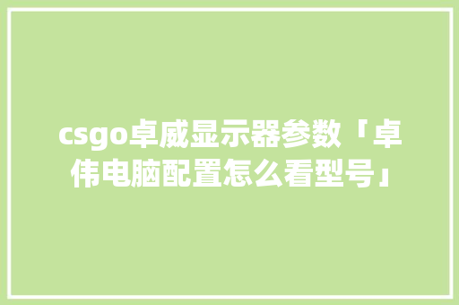csgo卓威显示器参数「卓伟电脑配置怎么看型号」