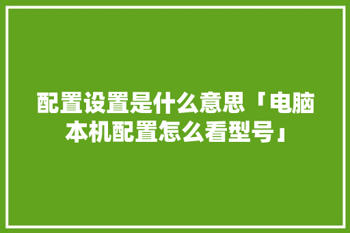 配置设置是什么意思「电脑本机配置怎么看型号」 配置设置是什么意思「电脑本机配置怎么看型号」 操作系统
