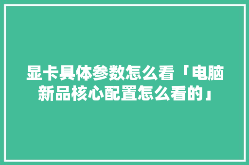 显卡具体参数怎么看「电脑新品核心配置怎么看的」 显卡具体参数怎么看「电脑新品核心配置怎么看的」 电脑基础