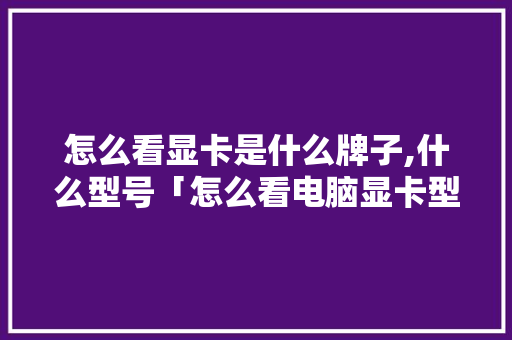 怎么看显卡是什么牌子,什么型号「怎么看电脑显卡型号配置参数」 怎么看显卡是什么牌子,什么型号「怎么看电脑显卡型号配置参数」 编程语言