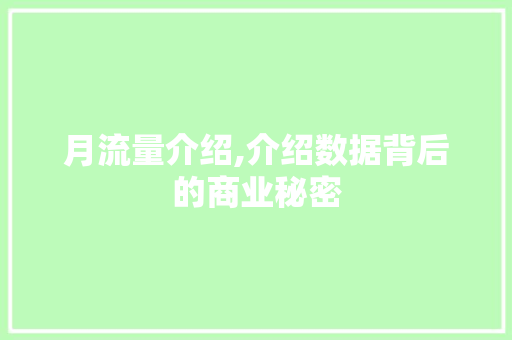 月流量介绍,介绍数据背后的商业秘密