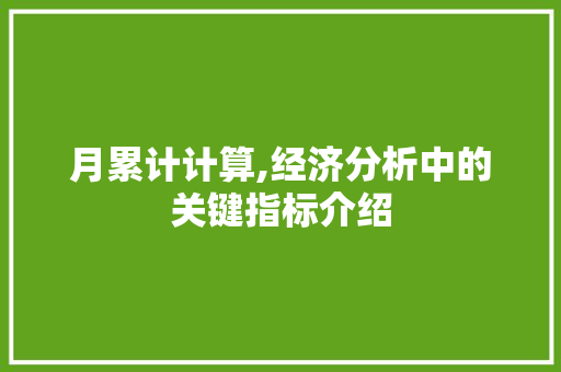 月累计计算,经济分析中的关键指标介绍
