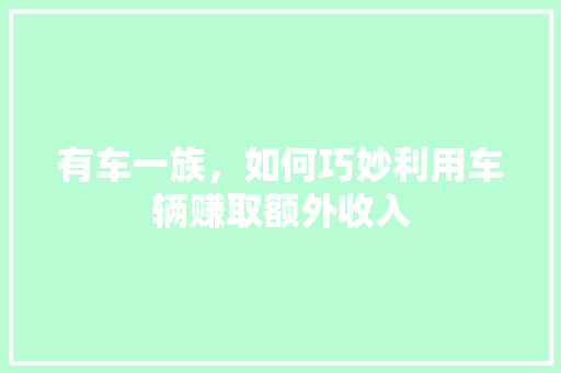 有车一族，如何巧妙利用车辆赚取额外收入