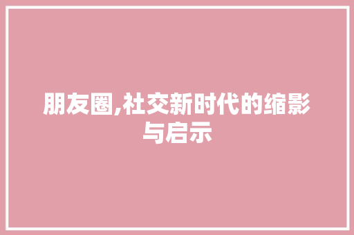 朋友圈,社交新时代的缩影与启示