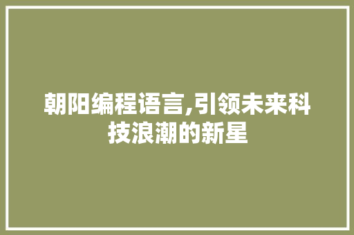 朝阳编程语言,引领未来科技浪潮的新星