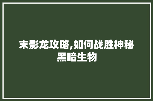 末影龙攻略,如何战胜神秘黑暗生物