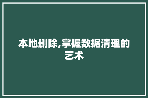 本地删除,掌握数据清理的艺术