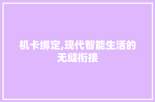 机卡绑定,现代智能生活的无缝衔接