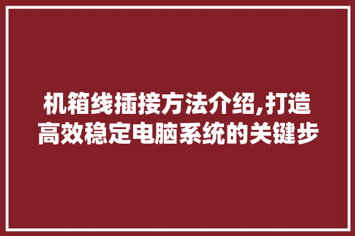 机箱线插接方法介绍,打造高效稳定电脑系统的关键步骤 机箱线插接方法介绍,打造高效稳定电脑系统的关键步骤