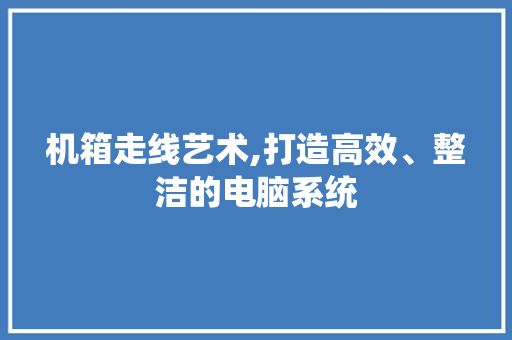 机箱走线艺术,打造高效、整洁的电脑系统 机箱走线艺术,打造高效、整洁的电脑系统