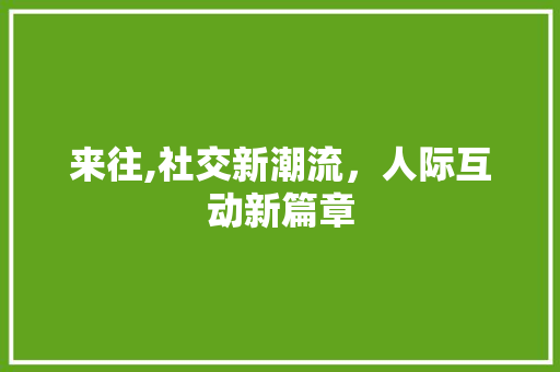 来往,社交新潮流，人际互动新篇章