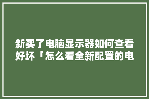 新买了电脑显示器如何查看好坏「怎么看全新配置的电脑型号」 新买了电脑显示器如何查看好坏「怎么看全新配置的电脑型号」 电脑配置