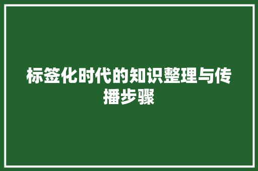 标签化时代的知识整理与传播步骤 标签化时代的知识整理与传播步骤