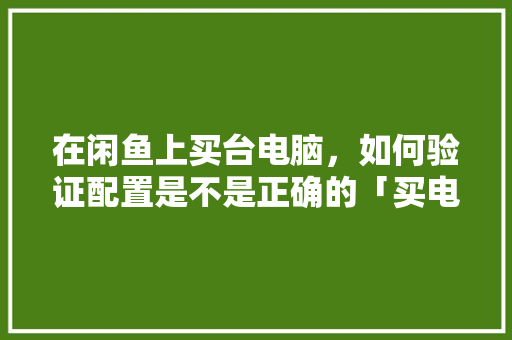 在闲鱼上买台电脑,如何验证配置是不是正确的「买电脑怎么看配置详细参数」 电脑配置 在闲鱼上买台电脑,如何验证配置是不是正确的「买电脑怎么看配置详细参数」 在闲鱼上买台电脑,如何验证配置是不是正确的「买电脑怎么看配置详细参数」 电脑配置