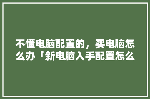 不懂电脑配置的，买电脑怎么办「新电脑入手配置怎么看型号」 不懂电脑配置的，买电脑怎么办「新电脑入手配置怎么看型号」 操作系统